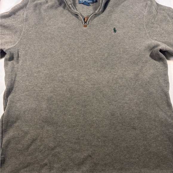 Polo Ralph Lauren Sweater Mens L Gray Pullover 1/4 Zip Long Sleeve Pony Logo - Picture 2 of 9